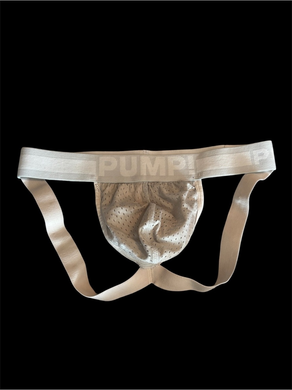 Men’s White TranZwear x PUMP! Frost White Mesh Packer Jockstrap - S